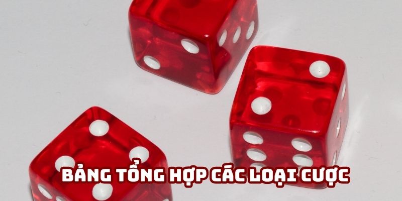 Bảng tổng hợp các loại cược trong Tài Xỉu online